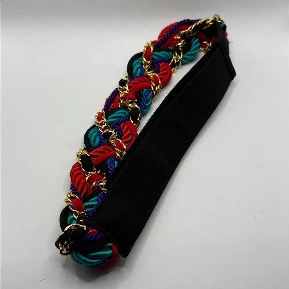 Ginnie Johansen Inc. vintage braided rope statement belt with gold-tone chain